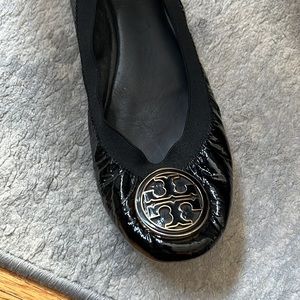 Tory Burch Caroline Patent Leather Flat Black